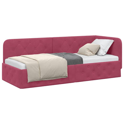 Cornice del letto ad angolo Rosso Vino 80 x 200 cm Velluto | homemem39