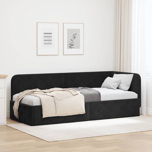 Cornice del letto ad angolo Nero 80 x 200 cm Velluto | homemem39