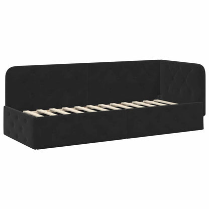 Cornice del letto ad angolo Nero 80 x 200 cm Velluto | homemem39