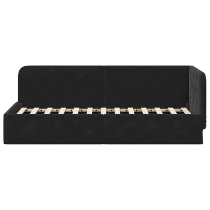 Cornice del letto ad angolo Nero 80 x 200 cm Velluto | homemem39