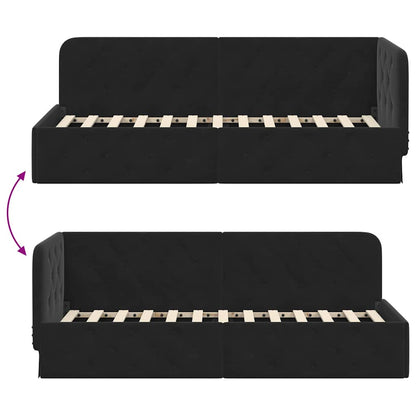 Cornice del letto ad angolo Nero 80 x 200 cm Velluto | homemem39