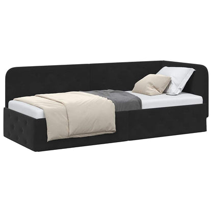 Cornice del letto ad angolo Nero 80 x 200 cm Velluto | homemem39