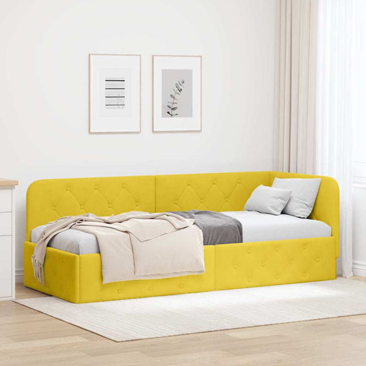 Cornice del letto ad angolo Giallo 80 x 200 cm Velluto | homemem39