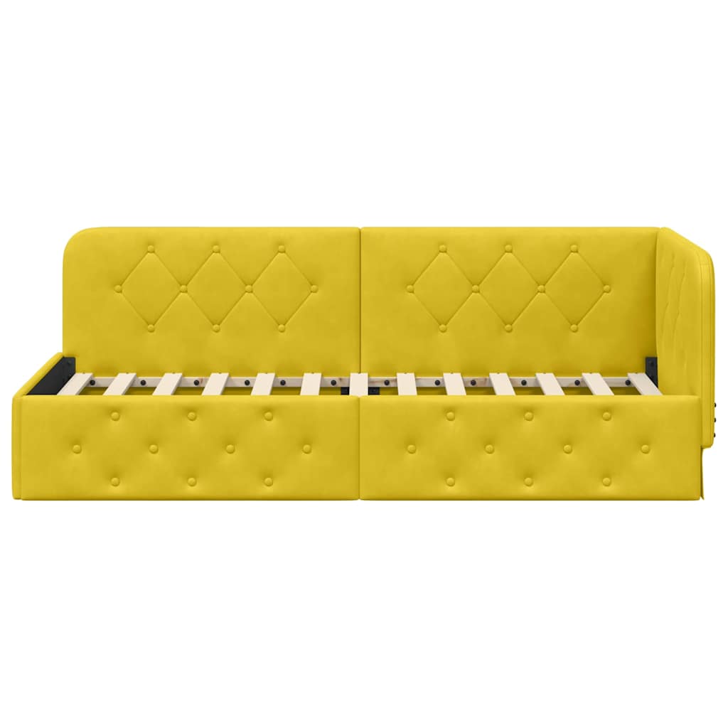 Cornice del letto ad angolo Giallo 80 x 200 cm Velluto | homemem39
