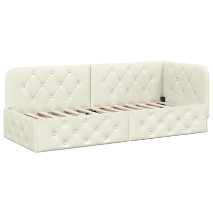 Cornice del letto ad angolo Crema 80 x 200 cm Velluto | homemem39