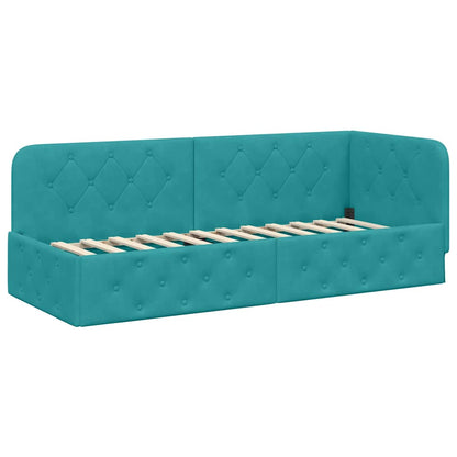 Cornice del letto ad angolo Turchese 80 x 200 cm Velluto | homemem39