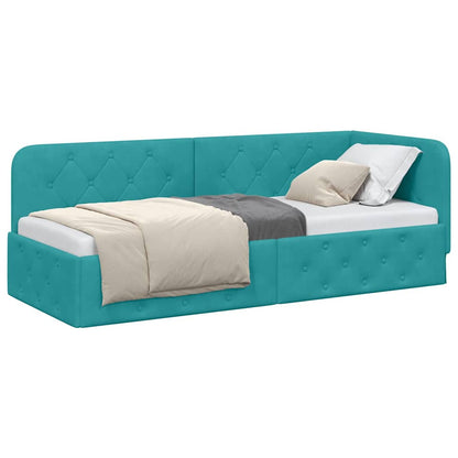 Cornice del letto ad angolo Turchese 80 x 200 cm Velluto | homemem39