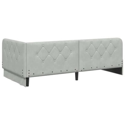 Cornice del letto ad angolo Grigio chiaro 90 x 190 cm Velluto | homemem39