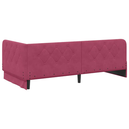 Cornice del letto ad angolo Rosso Vino 90 x 190 cm Velluto | homemem39