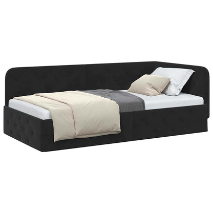 Cornice del letto ad angolo Nero 90 x 190 cm Velluto | homemem39