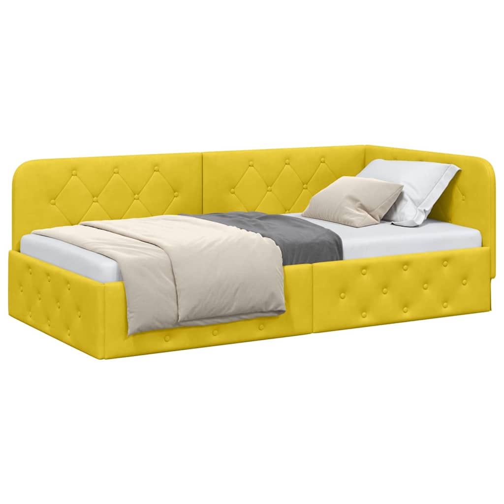 Cornice del letto ad angolo Giallo 90 x 190 cm Velluto | homemem39