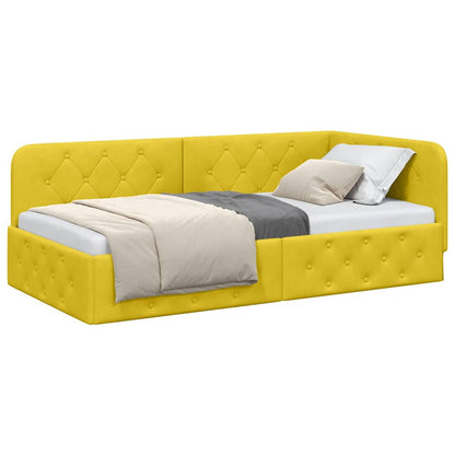 Cornice del letto ad angolo Giallo 90 x 190 cm Velluto | homemem39
