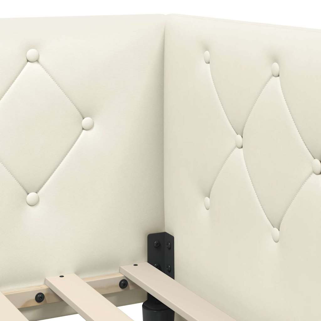 Cornice del letto ad angolo Crema 90 x 190 cm Velluto | homemem39