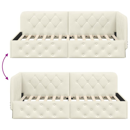 Cornice del letto ad angolo Crema 90 x 190 cm Velluto | homemem39