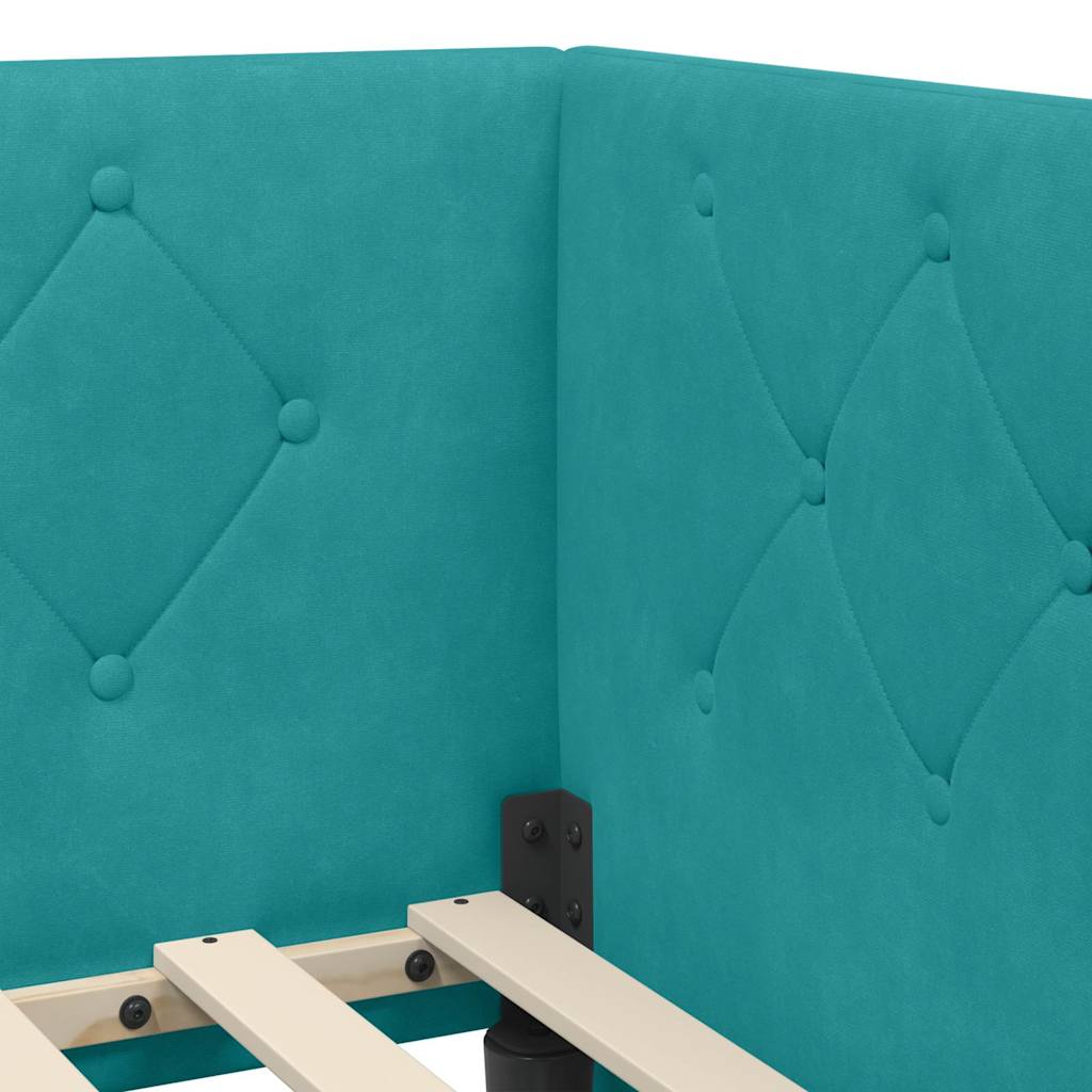 Cornice del letto ad angolo Turchese 90 x 190 cm Velluto | homemem39