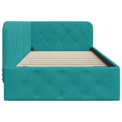 Cornice del letto ad angolo Turchese 90 x 190 cm Velluto | homemem39