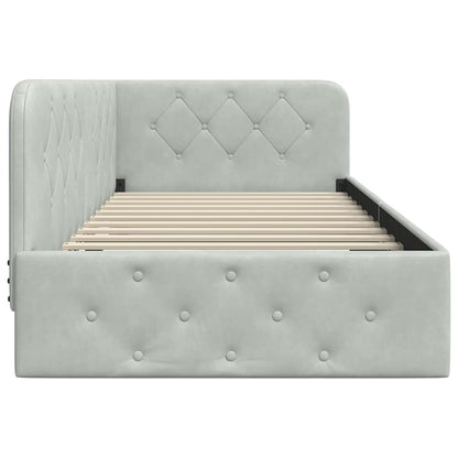 Cornice del letto ad angolo Grigio chiaro 90 x 200 cm Velluto | homemem39