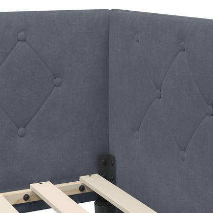 Cornice del letto ad angolo Grigio scuro 90 x 200 cm Velluto | homemem39