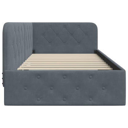 Cornice del letto ad angolo Grigio scuro 90 x 200 cm Velluto | homemem39