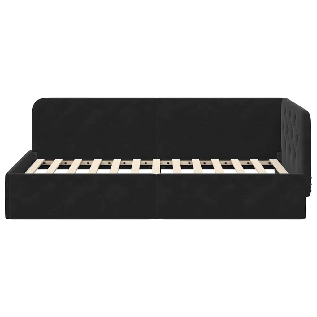 Cornice del letto ad angolo Nero 90 x 200 cm Velluto | homemem39