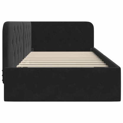 Cornice del letto ad angolo Nero 90 x 200 cm Velluto | homemem39