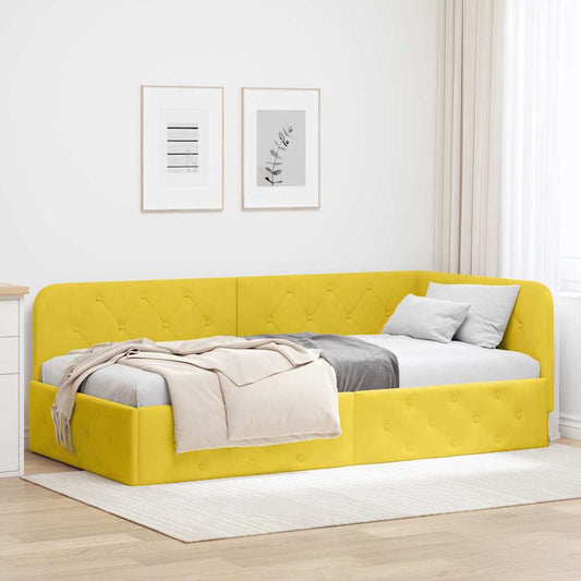 Cornice del letto ad angolo Giallo 90 x 200 cm Velluto | homemem39