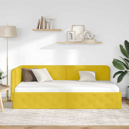 Cornice del letto ad angolo Giallo 90 x 200 cm Velluto | homemem39