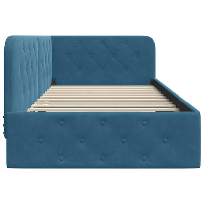 Cornice del letto ad angolo Blu 100 x 200 cm Velluto | homemem39