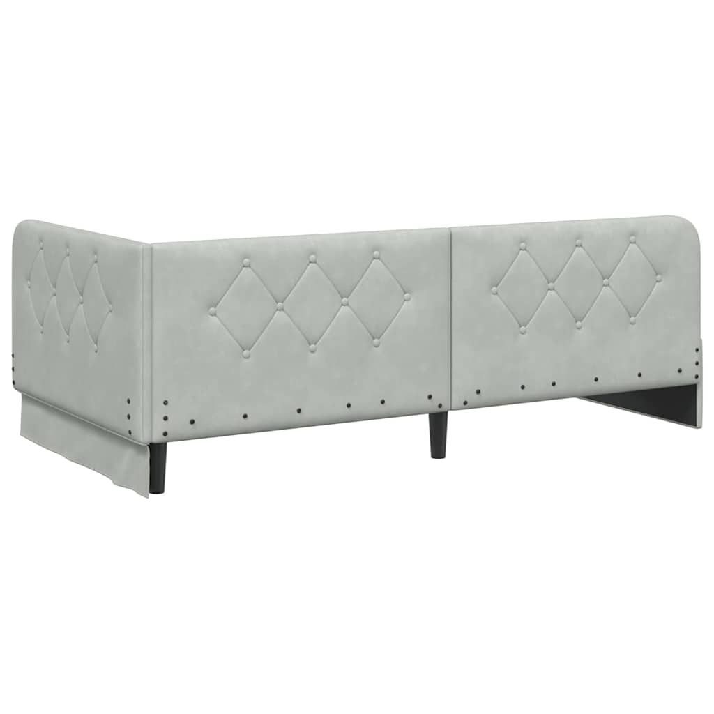 Cornice del letto ad angolo Grigio chiaro 100 x 200 cm Velluto | homemem39