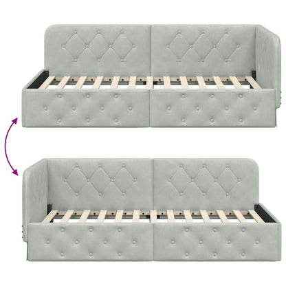 Cornice del letto ad angolo Grigio chiaro 100 x 200 cm Velluto | homemem39
