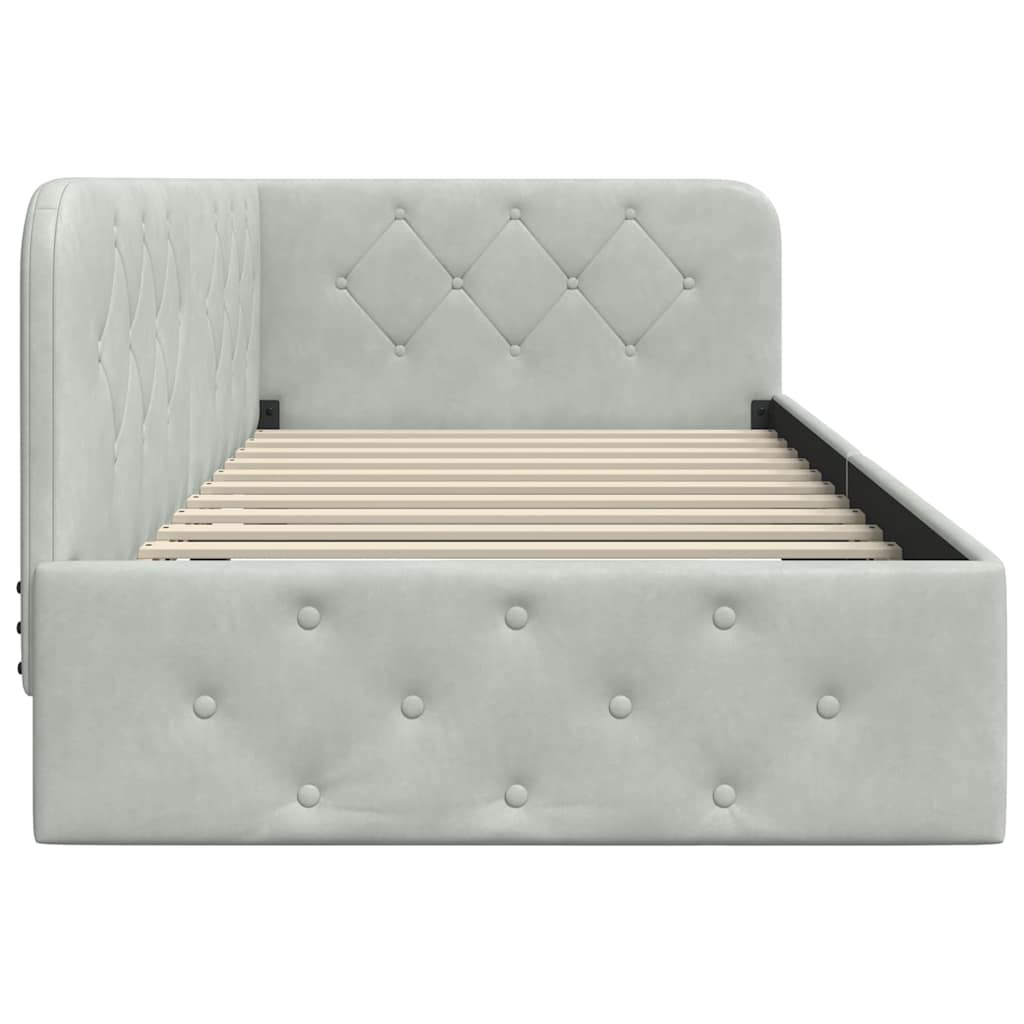 Cornice del letto ad angolo Grigio chiaro 100 x 200 cm Velluto | homemem39
