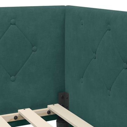 Cornice del letto ad angolo Verde Scuro 100 x 200 cm Velluto | homemem39