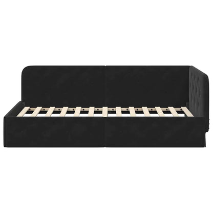 Cornice del letto ad angolo Nero 100 x 200 cm Velluto | homemem39