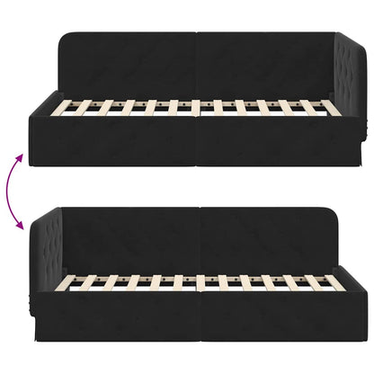 Cornice del letto ad angolo Nero 100 x 200 cm Velluto | homemem39