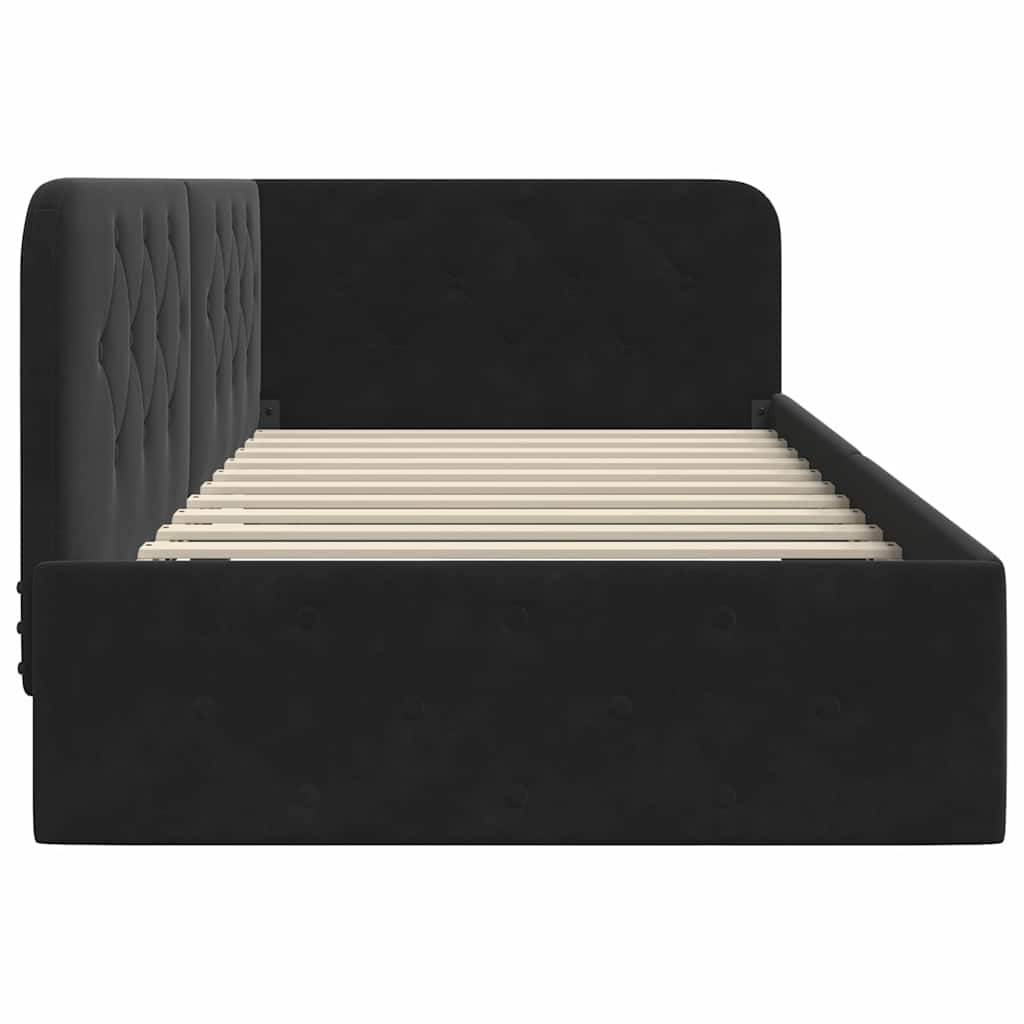 Cornice del letto ad angolo Nero 100 x 200 cm Velluto | homemem39