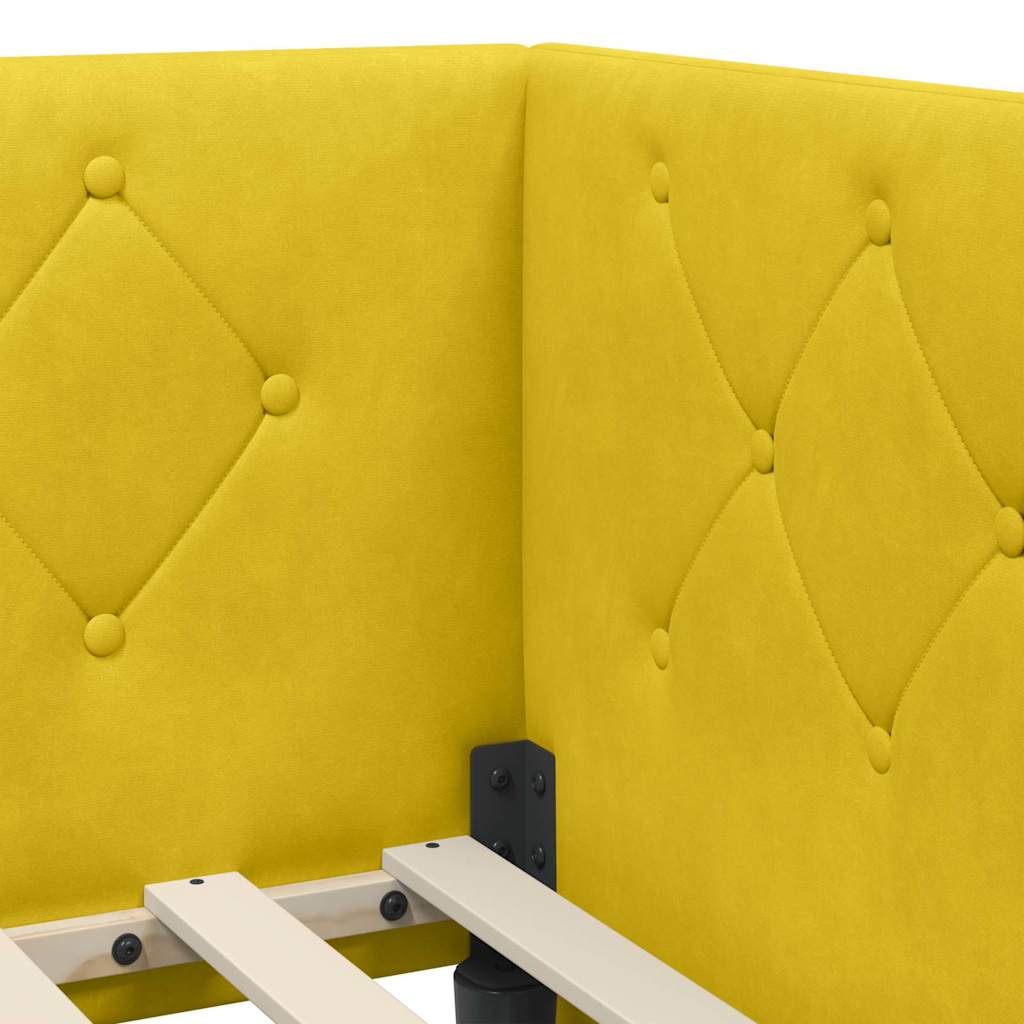 Cornice del letto ad angolo Giallo 100 x 200 cm Velluto | homemem39
