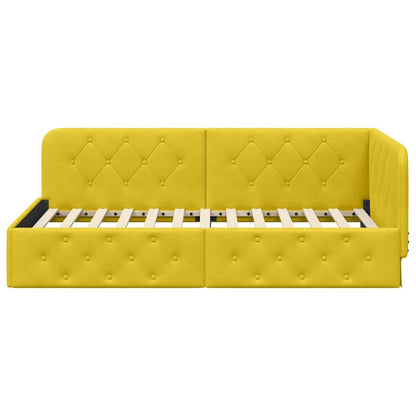 Cornice del letto ad angolo Giallo 100 x 200 cm Velluto | homemem39