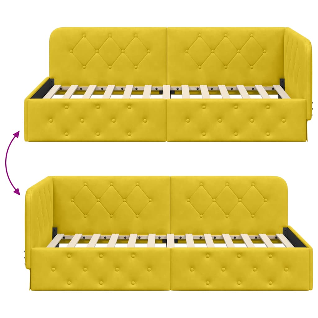 Cornice del letto ad angolo Giallo 100 x 200 cm Velluto | homemem39