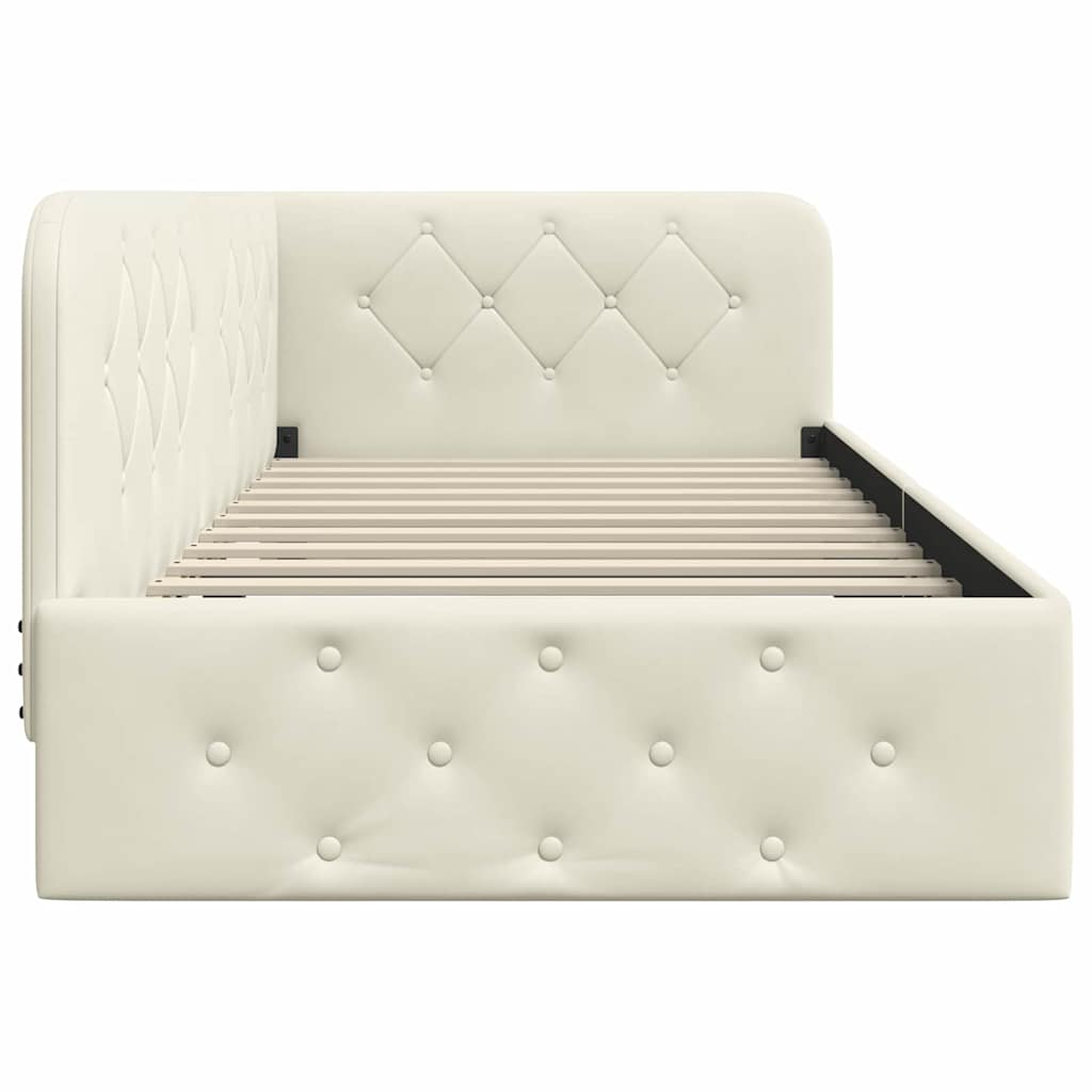 Cornice del letto ad angolo Crema 100 x 200 cm Velluto | homemem39