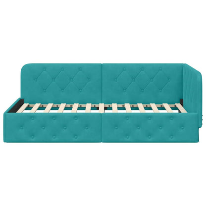 Cornice del letto ad angolo Turchese 100 x 200 cm Velluto | homemem39