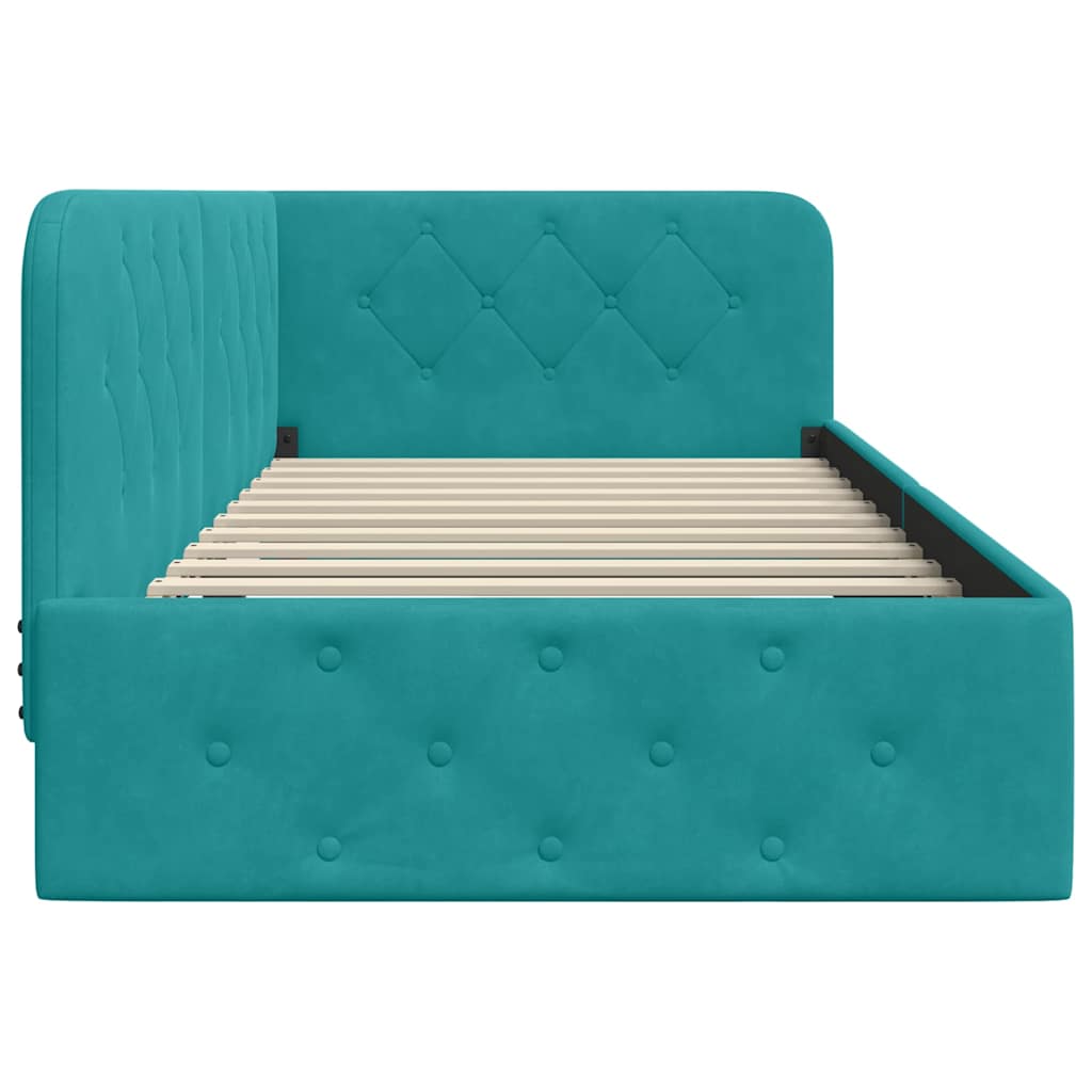Cornice del letto ad angolo Turchese 100 x 200 cm Velluto | homemem39
