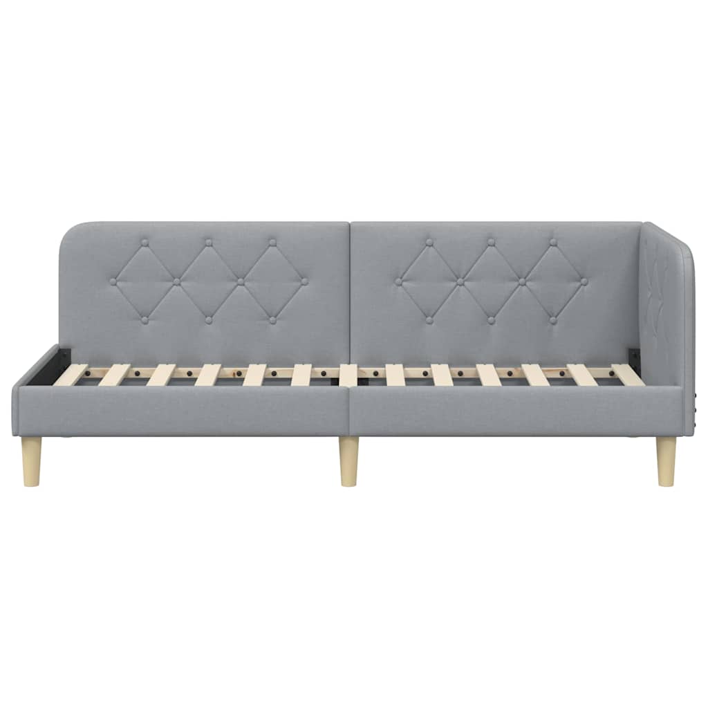 Cornice del letto ad angolo Grigio chiaro 80 x 200 cm Tessuto | homemem39