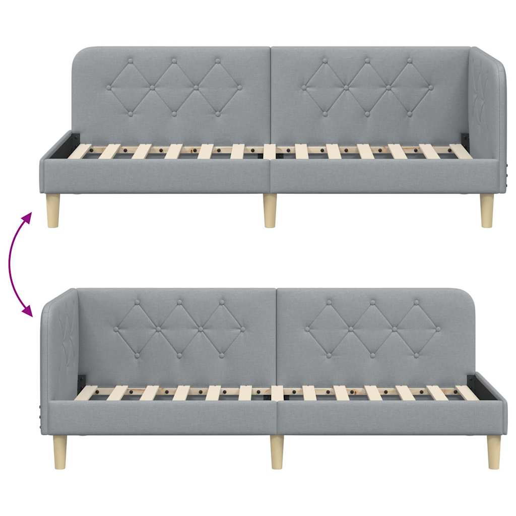 Cornice del letto ad angolo Grigio chiaro 80 x 200 cm Tessuto | homemem39