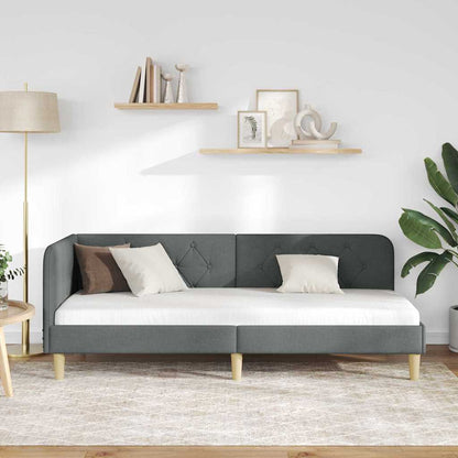 Cornice del letto ad angolo Grigio scuro 80 x 200 cm Tessuto | homemem39