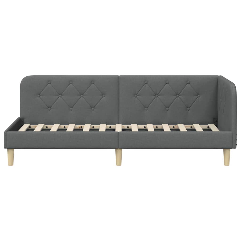 Cornice del letto ad angolo Grigio scuro 80 x 200 cm Tessuto | homemem39