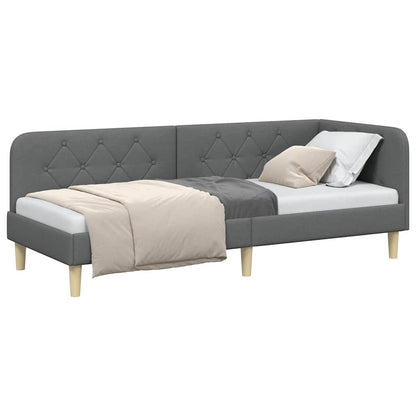 Cornice del letto ad angolo Grigio scuro 80 x 200 cm Tessuto | homemem39