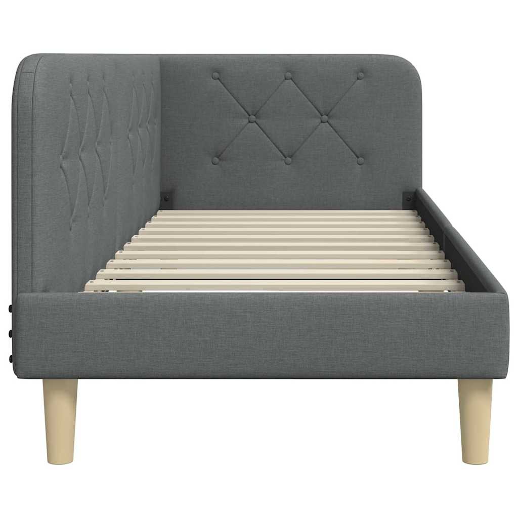 Cornice del letto ad angolo Grigio scuro 80 x 200 cm Tessuto | homemem39