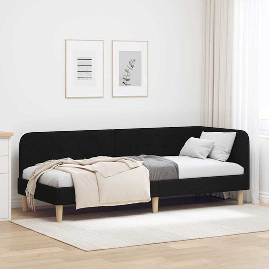 Cornice del letto ad angolo Nero 80 x 200 cm Tessuto | homemem39