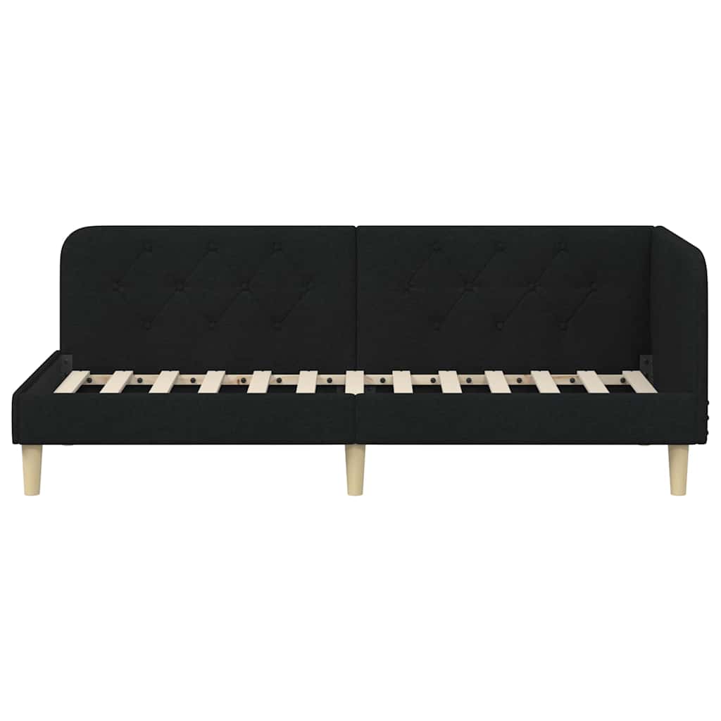 Cornice del letto ad angolo Nero 80 x 200 cm Tessuto | homemem39