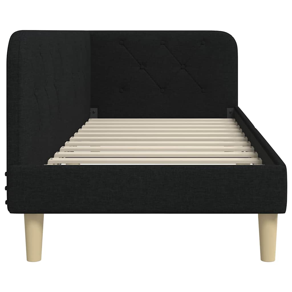 Cornice del letto ad angolo Nero 80 x 200 cm Tessuto | homemem39